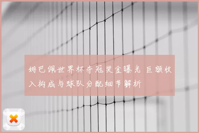 姆巴佩世界杯夺冠奖金曝光 巨额收入构成与球队分配细节解析